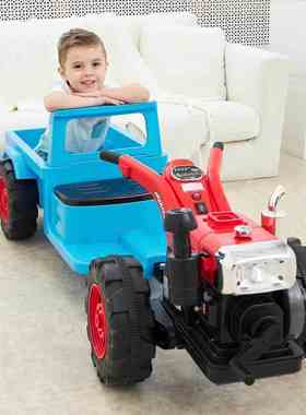 童手扶拖拉机男女电动玩具车可坐大人超大号网红四轮汽带斗双驱儿