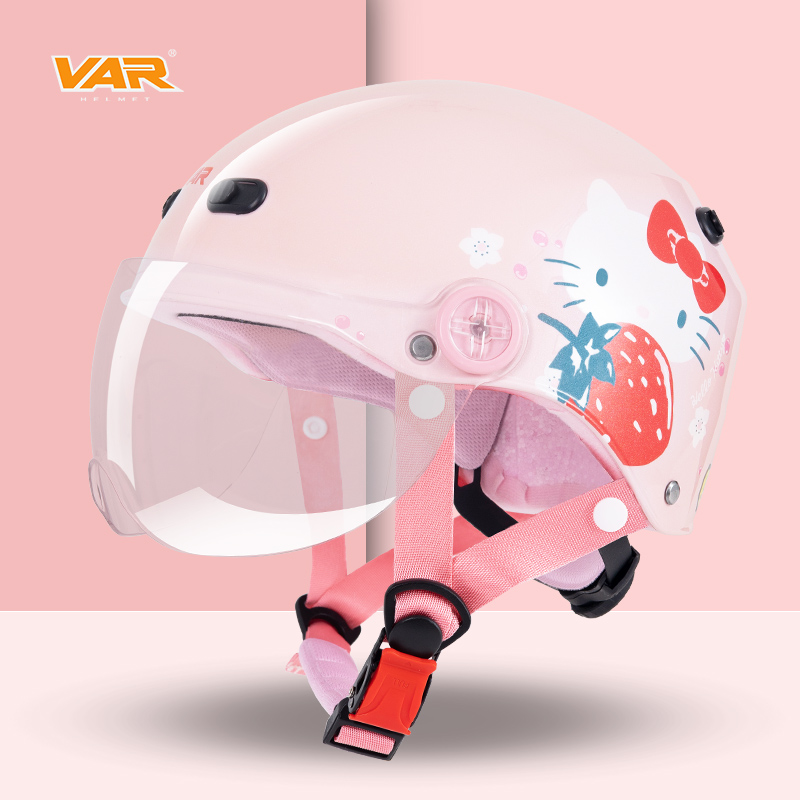 VAR3C认证国标联名Hello Kitty电动摩托车四季通用头盔女冬季半盔