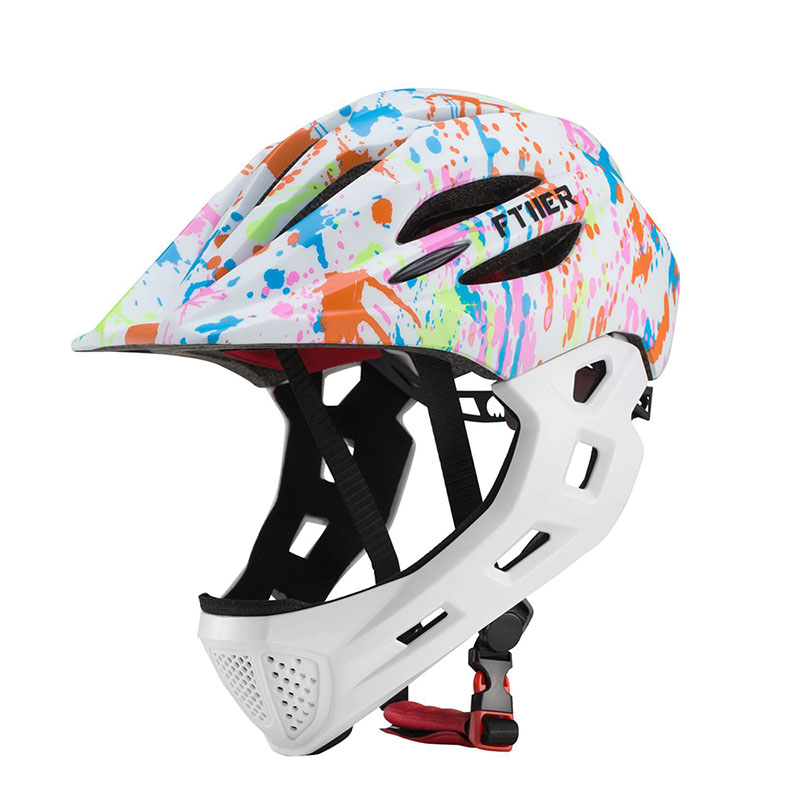 厂家直销儿童轮滑平衡车LED滑步车全盔护脸安全骑行头盔可拆卸