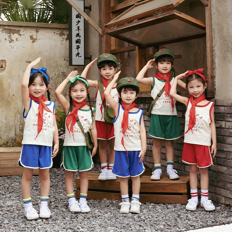 六一儿童表演服装复古怀旧爱国中华少年80年代舞蹈服毕业照演出服