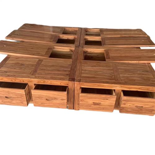 北方老榆木家具榻榻米床尺寸可定制全实木储物组合箱体床榫卯结构