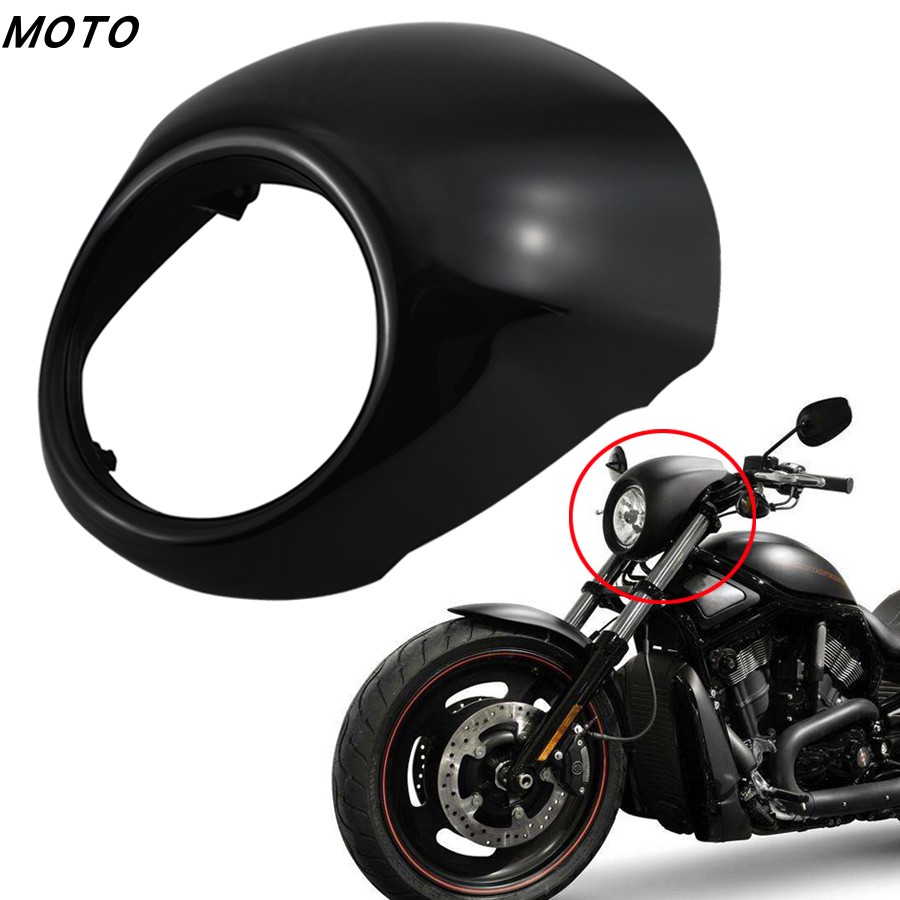 适用摩托车哈雷Street750 XG750 猪头整流罩导流罩大灯罩头罩亮黑