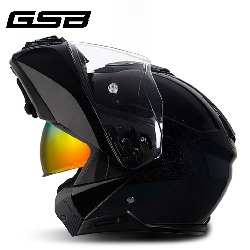 新品GSB摩托车头盔揭面盔男女夏天四季机车双镜片赛车全盔全覆式3
