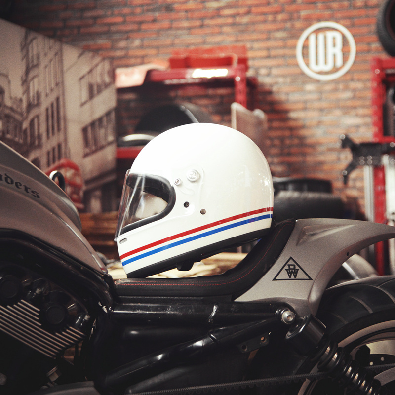 AMZ复古头盔男女玻璃纤维摩托车机车踏板BEL水泥灰防晒双认证全盔
