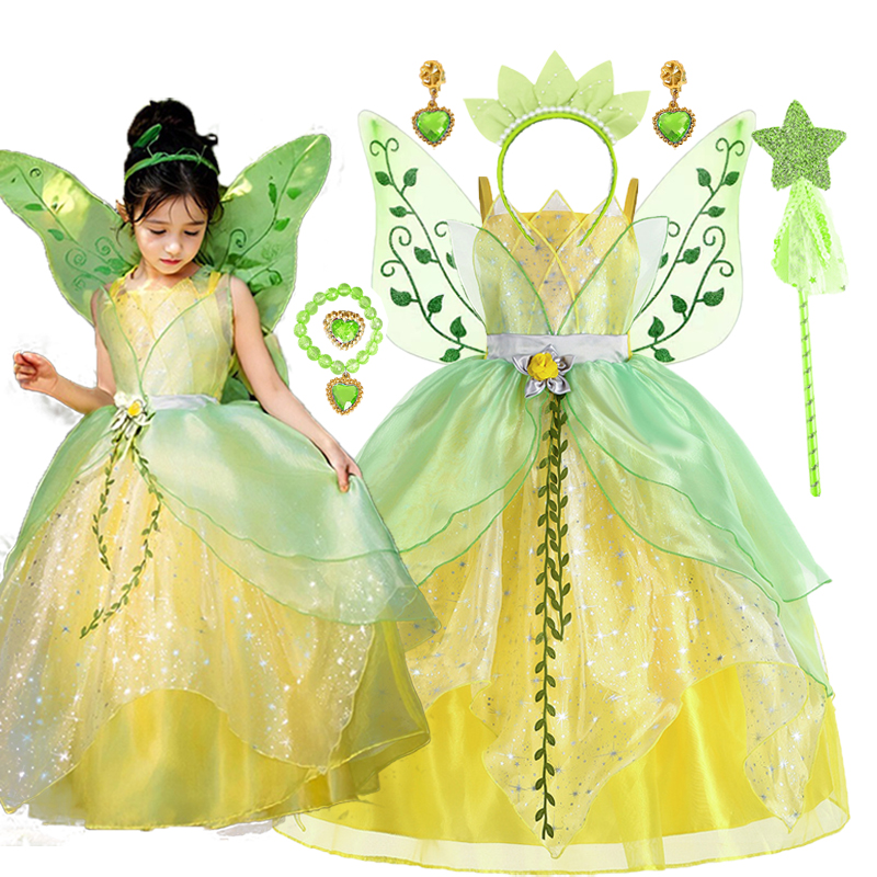森林系女童礼服精灵仙子衣服外贸儿童蓬蓬纱蒂安娜公主裙演出服装