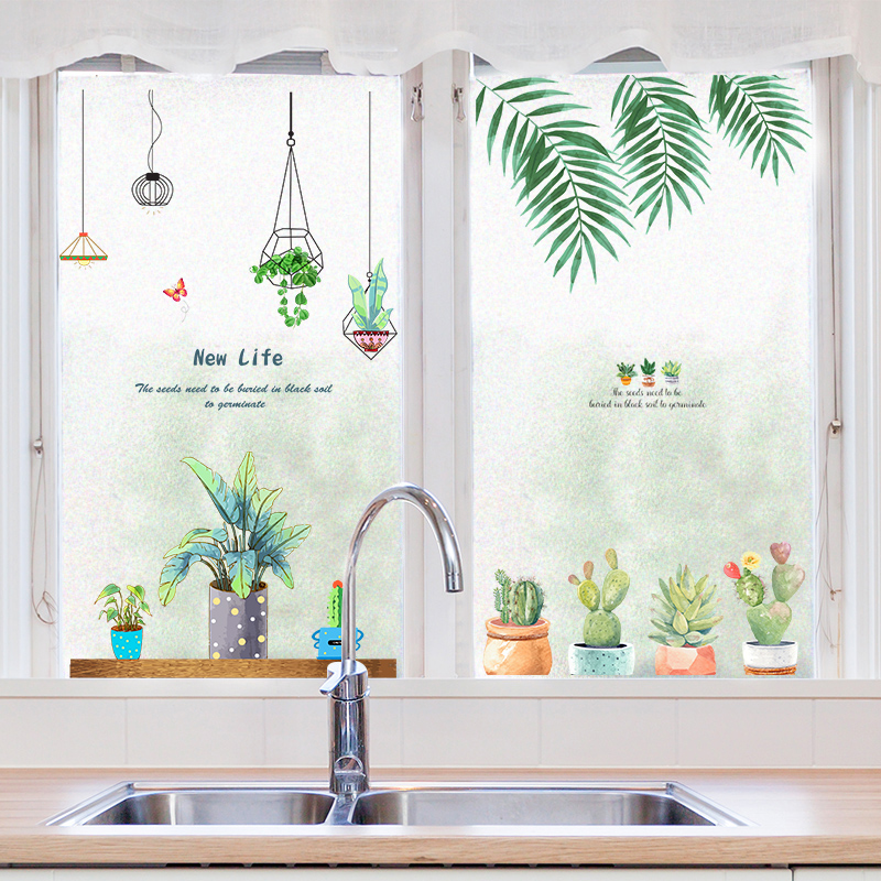 厨房玻璃贴纸磨砂防窥窗户推拉门透光不透明防走光浴室窗花静电贴