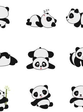 ps素材熊猫logo标志ip形象吉祥物卡通可爱熊猫表情包插画AI矢量