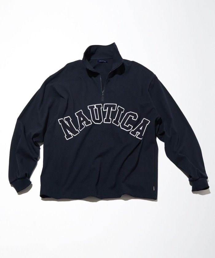 NAUTICA Arch Logo Half Zip L/S Tee 23SS 长谷川半拉链长袖T恤