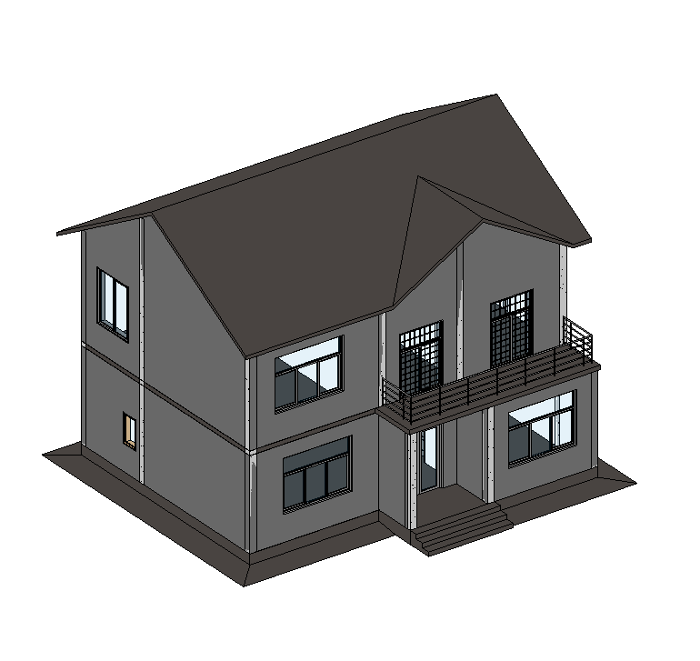 1+X初级BIM考试2021年第六6期真题试题含参考模型别墅二三层房子