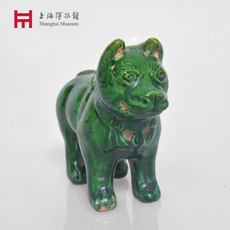 上海博物馆 东汉绿釉陶狗复刻品摆件创意礼物书房摆件家居装饰