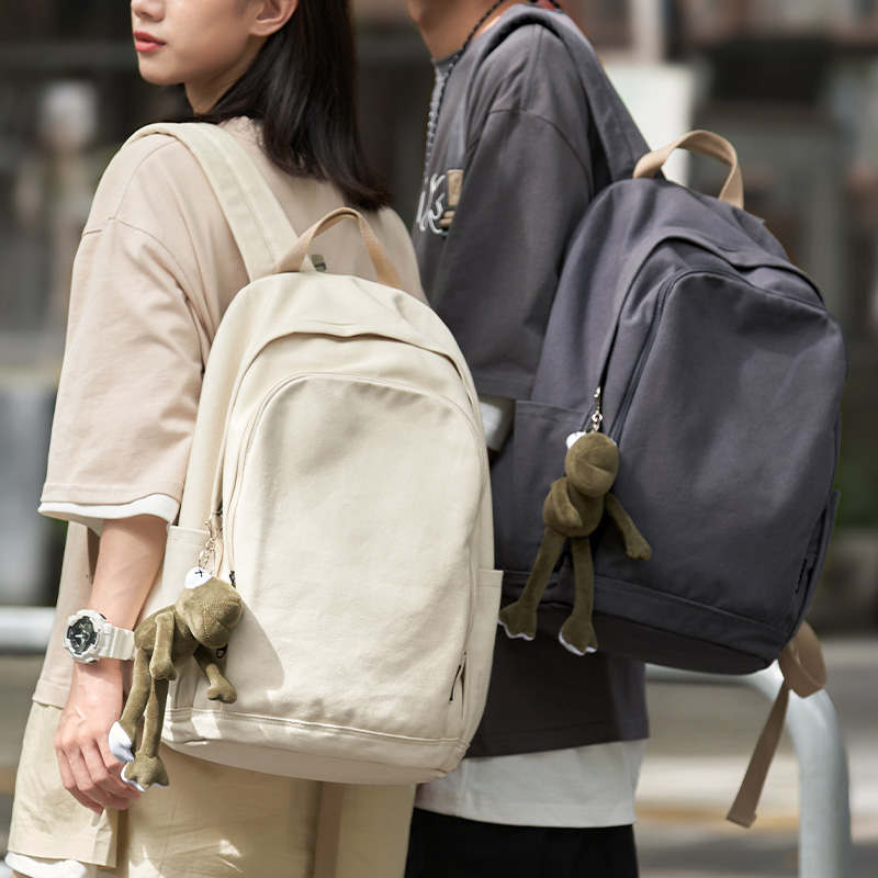 韩版帆布双肩包女款大容量书包大学生高中生2024新款旅行电脑背包