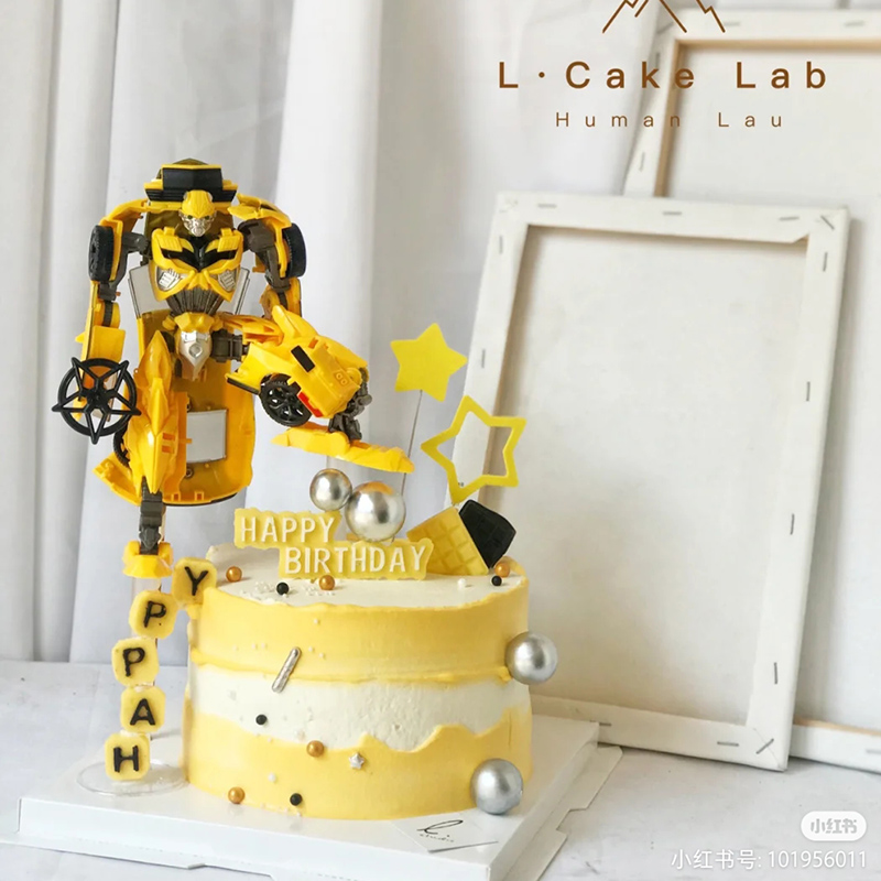 大汽车黄蜂跑车变形摆件机器人金刚生日装扮摆件烘焙蛋糕装饰插件