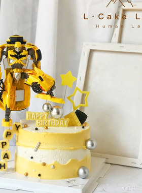 大汽车黄蜂跑车变形摆件机器人金刚生日装扮摆件烘焙蛋糕装饰插件