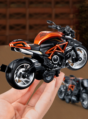 摩托车模型机车仿真合金玩具车男孩模型摆件儿童回力赛车男孩女孩