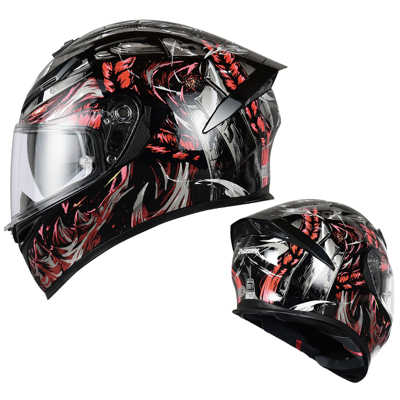 正品Ryzen摩托车头盔3c认证双镜片复古全盔男电动车女四季安全帽R