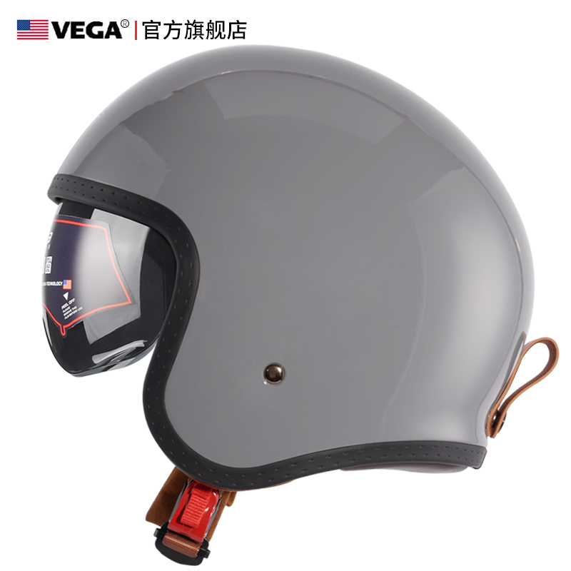 高档美国VEGA复古哈摩托车头盔大兵机车雷男女士个性半覆式3C冬季