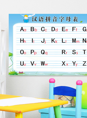 汉语拼音字母表小学生幼儿园一年级挂图26个拼音大小写音序表墙贴