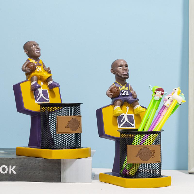 NBA篮球球星科比詹姆斯树脂笔筒男生生日礼物学生桌面收纳工艺品