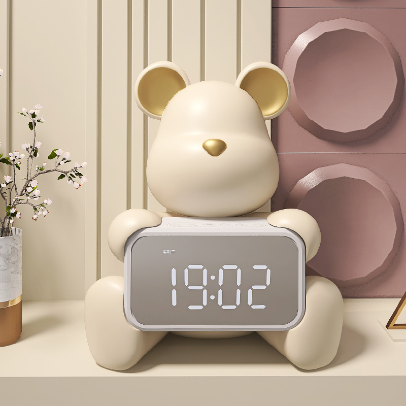 暴力熊电子时钟摆件表摆台式时间显示器客厅桌面装饰品坐立式闹钟
