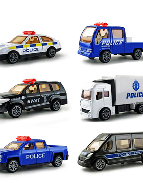 仿真迷你回力合金警车警察特警巡逻救援模型儿童玩具礼物