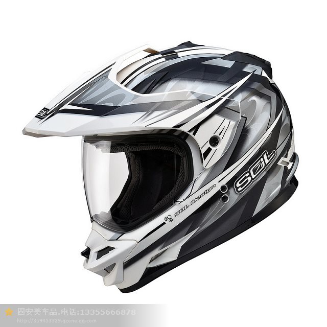 台湾进口SOL摩托车头盔 SS-1白银色越野车头盔机车拉力车赛车全盔