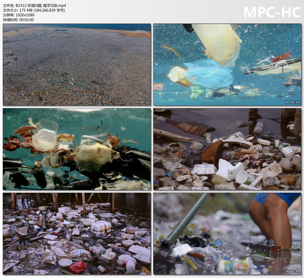 地球环境问题海洋污染水污染塑料垃圾水质检测环境保护视频素材