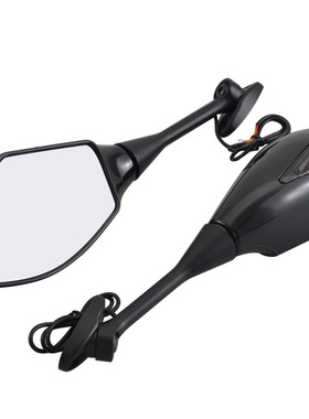 LED带灯后视镜 后视配件摩托车改装车镜 灯壳带灯日系跑车镜面