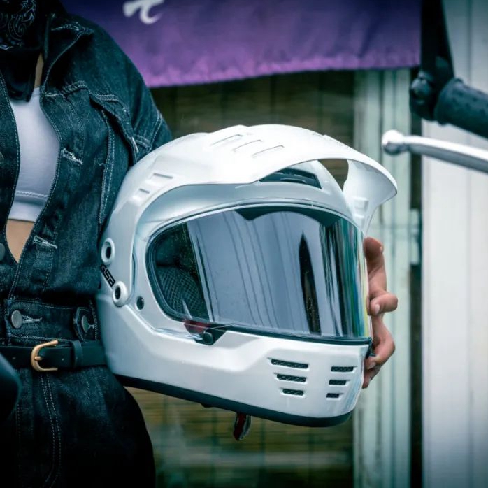 GSB碳纤维V73复古头盔摩托机车拉力全盔四季男女摩旅灰石金吉拉