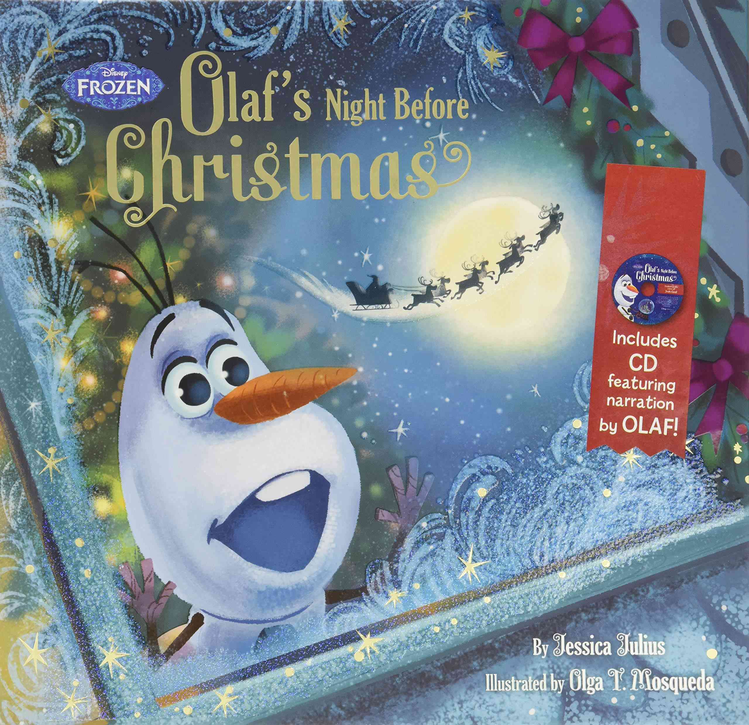 现货 雪宝的圣诞前夜 附CD原声朗读 冰雪奇缘人物读本 圣诞礼物书单 儿童独立阅读绘本 Olaf’s Night Before Christmas