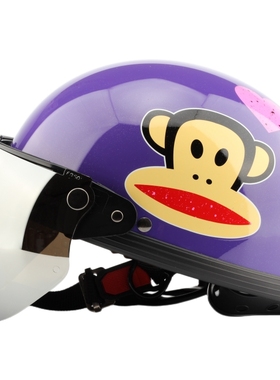台湾限量机车猴紫色哈雷电动摩托车头盔安全帽男女防晒紫外线夏季
