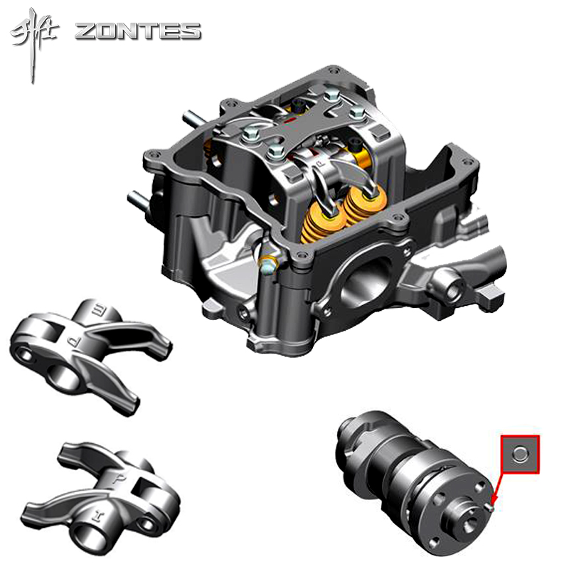 升仕ZT350DEM3踏板摩托发动机配件汽缸头凸轮轴进排气摇臂轴气门