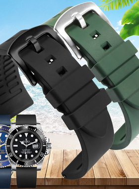 氟橡胶手表带代用万国浪琴欧米茄劳力士表带防水硅胶男蝴蝶扣表链