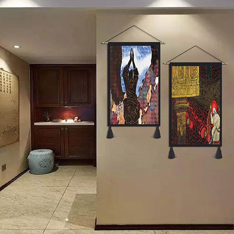 藏族民族风布艺画挂毯客厅卧室沙发背景墙装饰壁毯画民宿挂布挂画