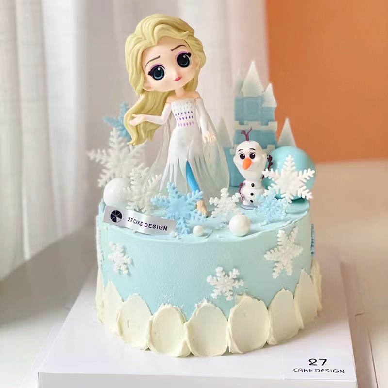 网红冰雪女王艾莎公主蛋糕装饰摆件爱莎冰雪奇缘女孩生日烘焙插件