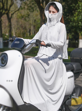 防晒衣女全身电动车防紫外线夏季遮阳骑车电动车电瓶摩托车防晒服