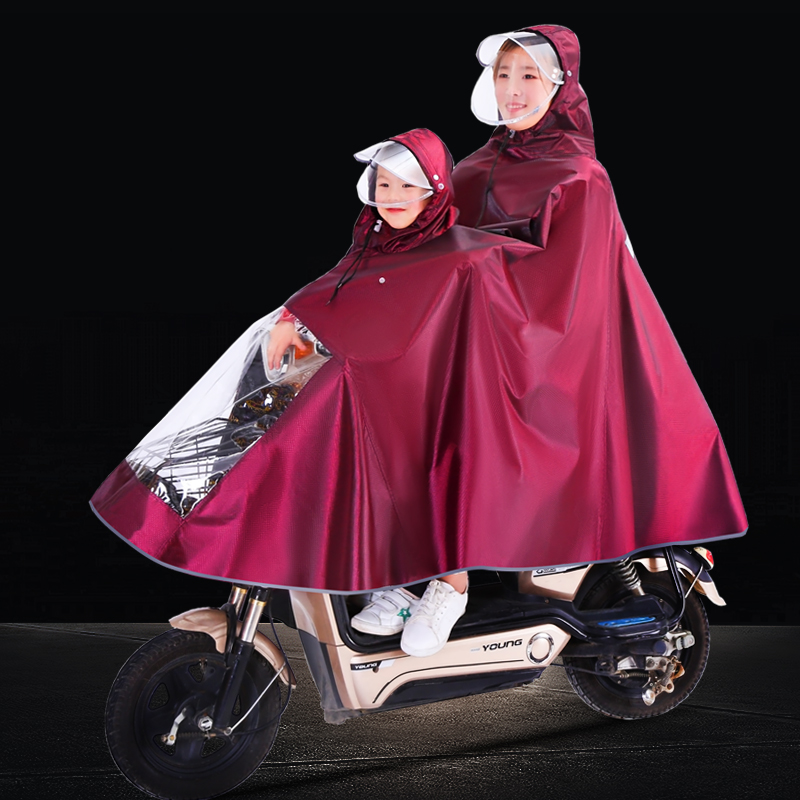 双人母子雨衣电动车加大加厚新款亲子前置骑行电瓶摩托自行车雨披