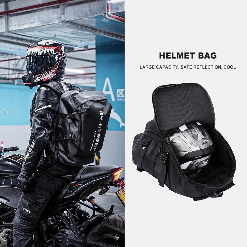 摩托车头盔包全盔男骑行背包大容量防水双肩机车包旅行包骑士书包