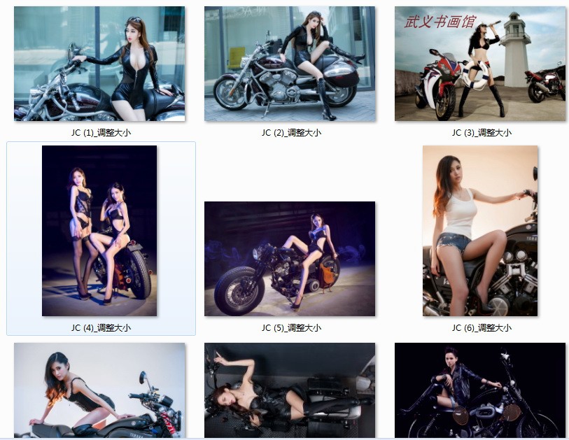 韩国车展模特摩托车机车性感美女人体油画装饰画海报CZ03买二送一