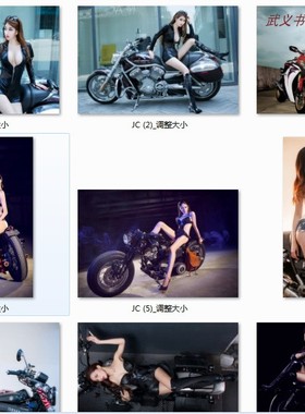韩国车展模特摩托车机车性感美女人体油画装饰画海报CZ03买二送一