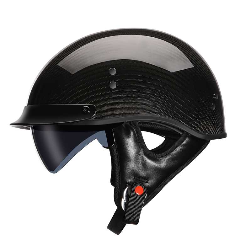 高档AMZ碳纤维半盔摩托车头盔复古3C哈雷男夏季瓢盔机车头盔电动