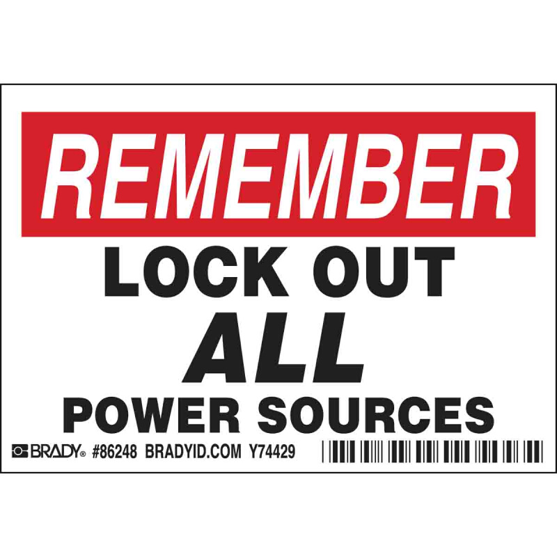 。美国贝迪工业安全用电电源标签锁定标签英文标签86248警告标志
