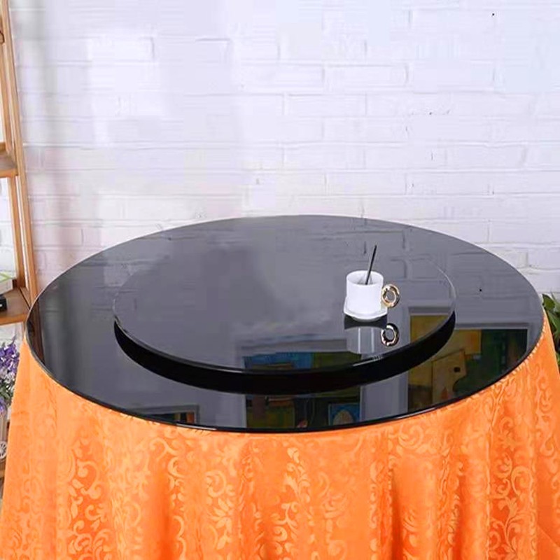 圆形钢化玻璃台面家用桌面餐桌饭桌转盘黑色大圆台桌子面定制高档