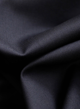意大利进口薄款黑藏青细腻高支斜纹哔叽精纺纯羊毛设计师西装布料