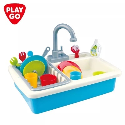 playgo贝乐高小水池厨房洗碗儿童清洁益智玩水玩具过家家送果蔬
