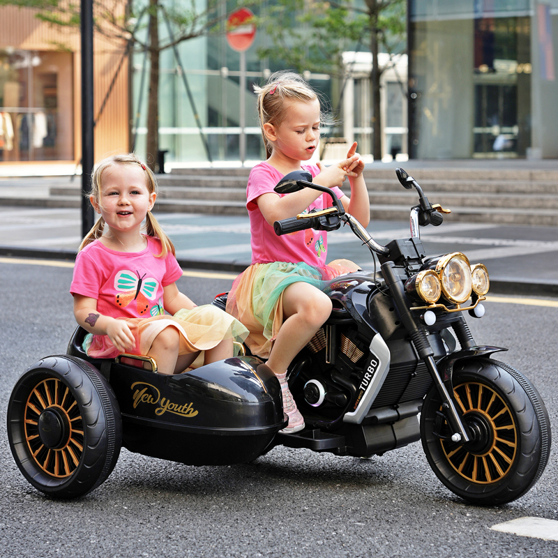 儿童电动摩托车八嘎车双人可坐宝宝玩具车男女孩生日礼物充电三轮
