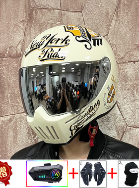 ORZ复古头盔摩托车男女蓝牙全盔机车巡航3C认证个性幽灵骑士四季