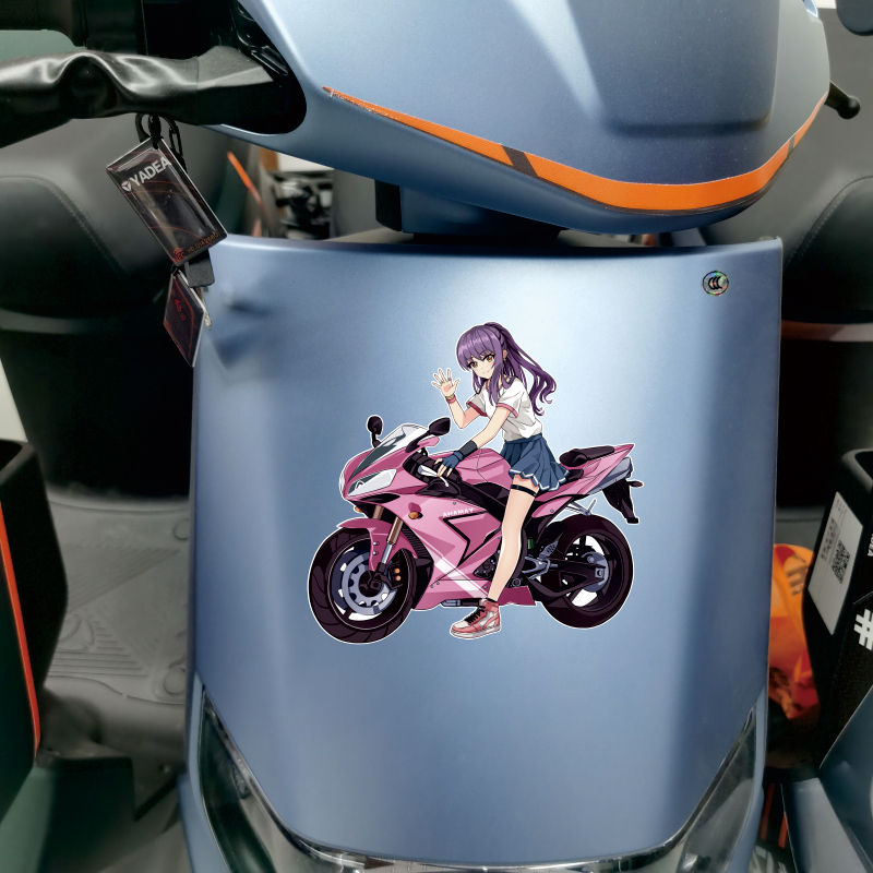 汽车贴纸女骑手摩托车头盔装饰防水玻璃卡通个性创意遮挡划痕贴纸