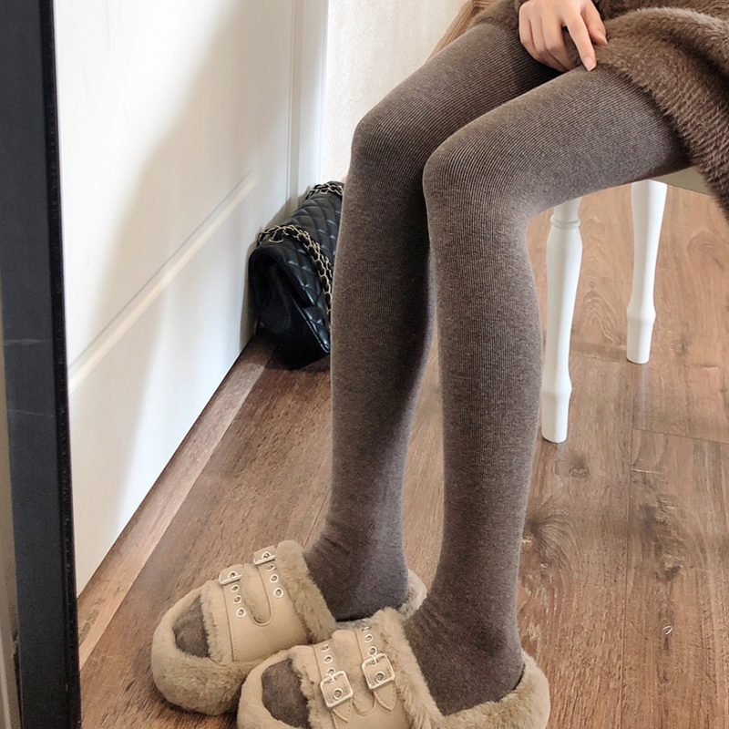 奶咖色连裤袜女秋冬加绒加厚外穿咖啡色打底裤袜保暖烟灰色踩脚袜