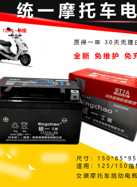 丽彩蓄电池踏板GTX7A-BS雅马哈福喜100T鬼火125摩托车统一干电瓶