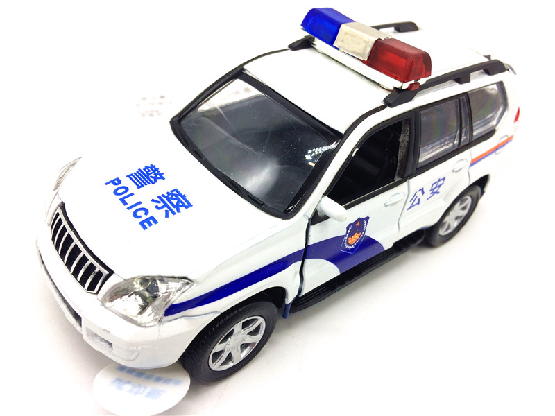 正品彩利信丰田警车合金车模吉普SUV3开门音乐灯光警笛声儿童玩具